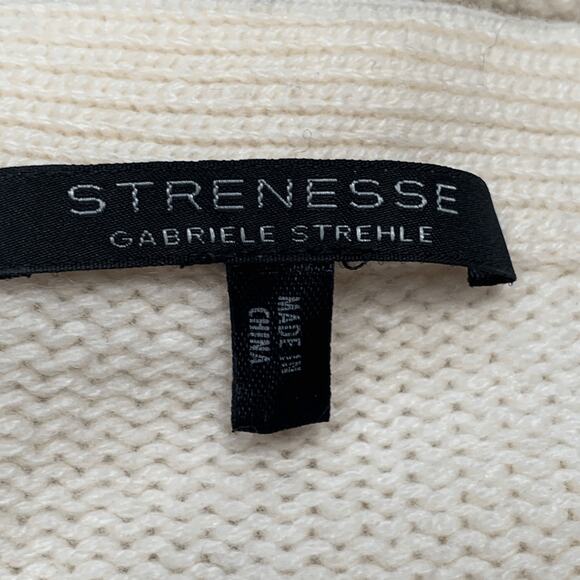 Strenesse Cream Cashmere Scoop Neck 3/4 Sleeve Sweater Knit Top Minimalist 6 - Picture 7 of 9